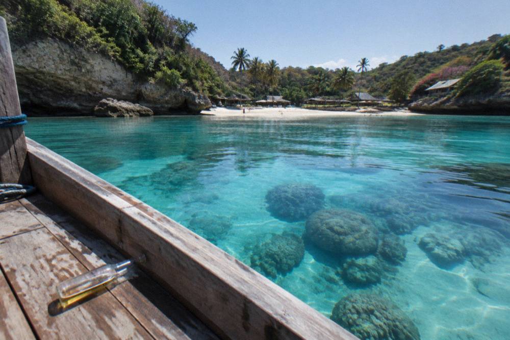 Clear turquoise water over a coral reef visible from the surface